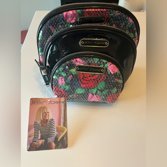 Betsey Johnson Handbags - NWT Set of three Betsey Johnson zipper‎ pouches cosmetic sequin bags